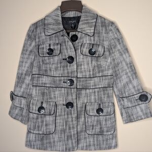 Elegant black and white nine west button up tweed jacket